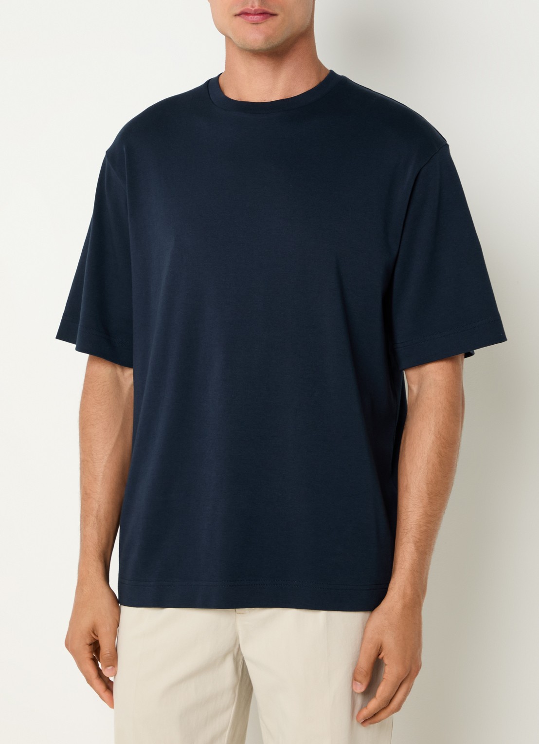 Profuomo T-shirt met stretch - detail 3 donkerblauw