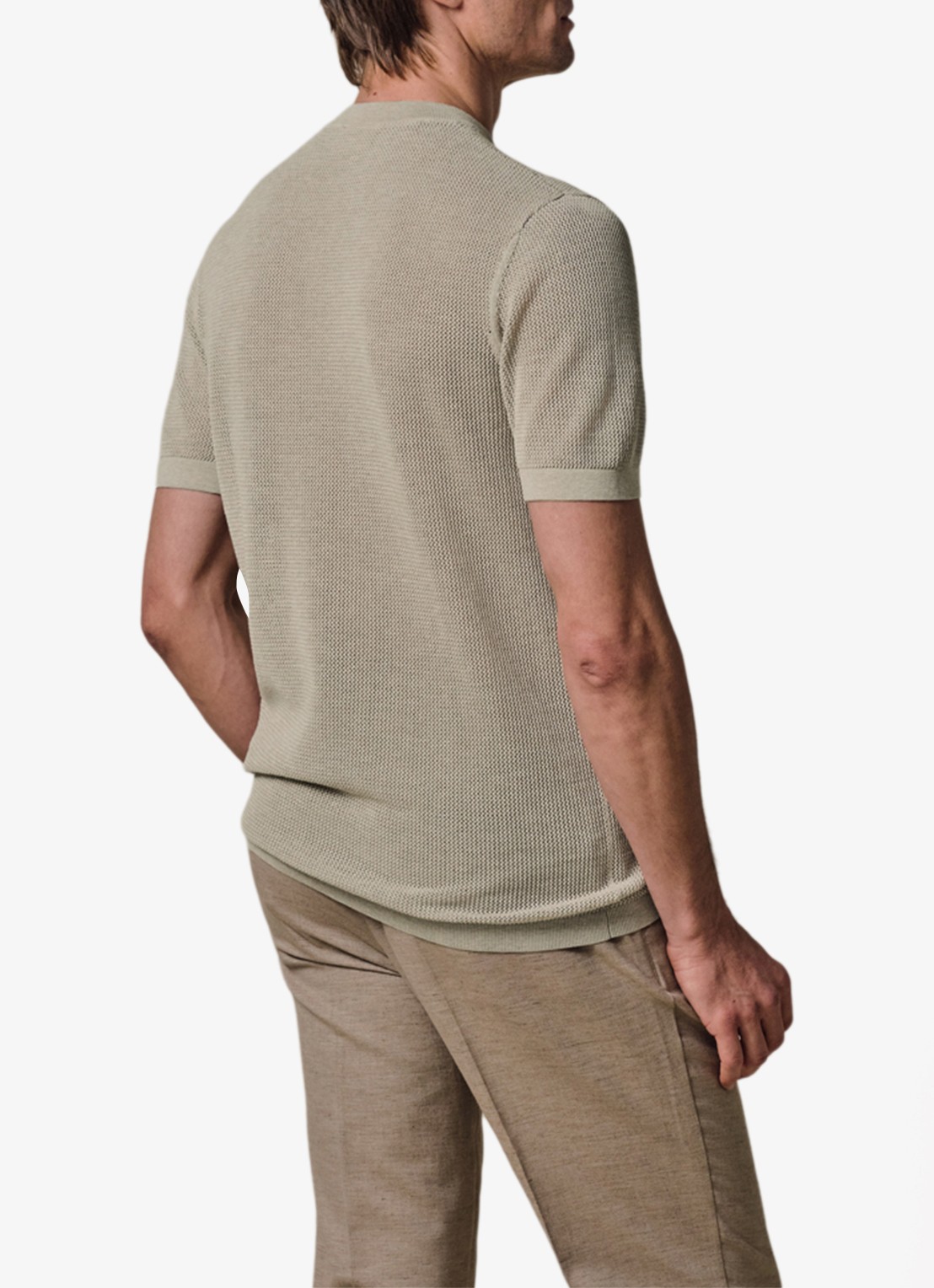 Profuomo T-shirt met structuur - achterkant 6 beige