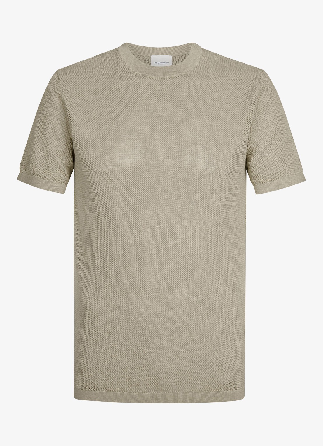 Profuomo T-shirt met structuur - voorkant beige