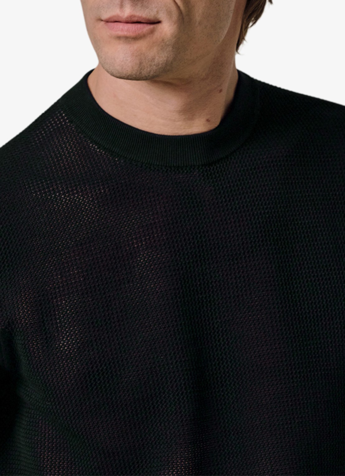 Profuomo T-shirt met structuur - detail 4 donkerblauw