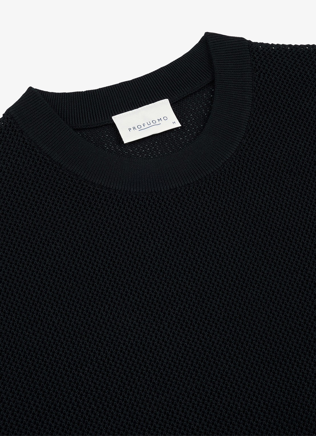 Profuomo T-shirt met structuur - detail 5 donkerblauw