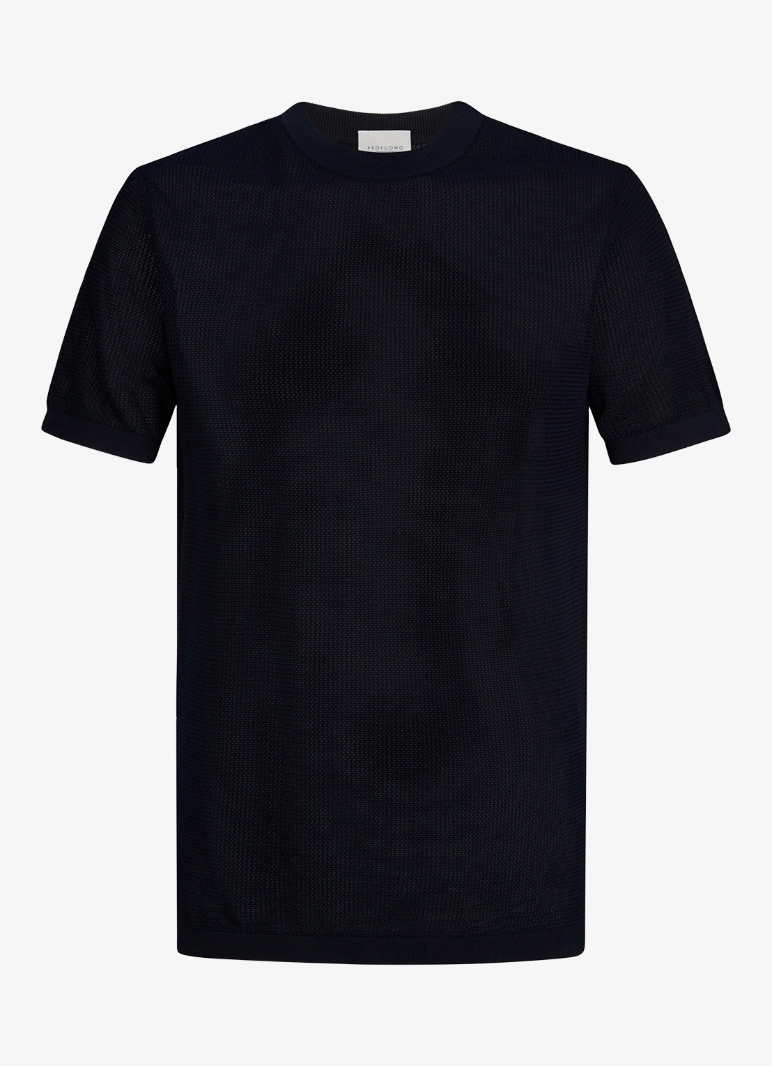 Profuomo T-shirt met structuur - voorkant donkerblauw