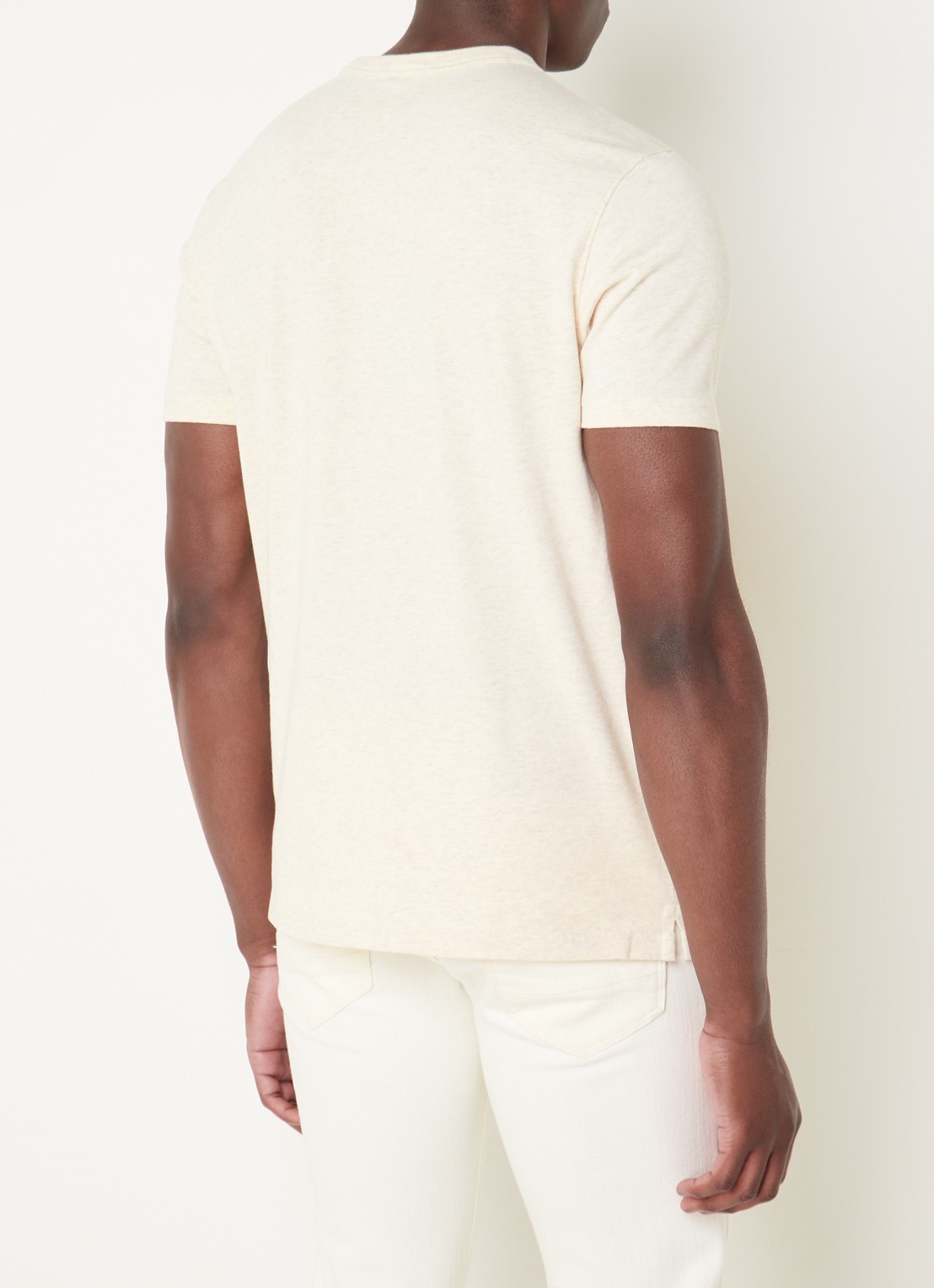 Profuomo T-shirt van katoen met gemêleerd dessin - achterkant beige