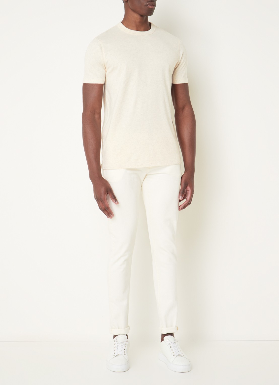 Profuomo T-shirt van katoen met gemêleerd dessin - voorkant 3 beige
