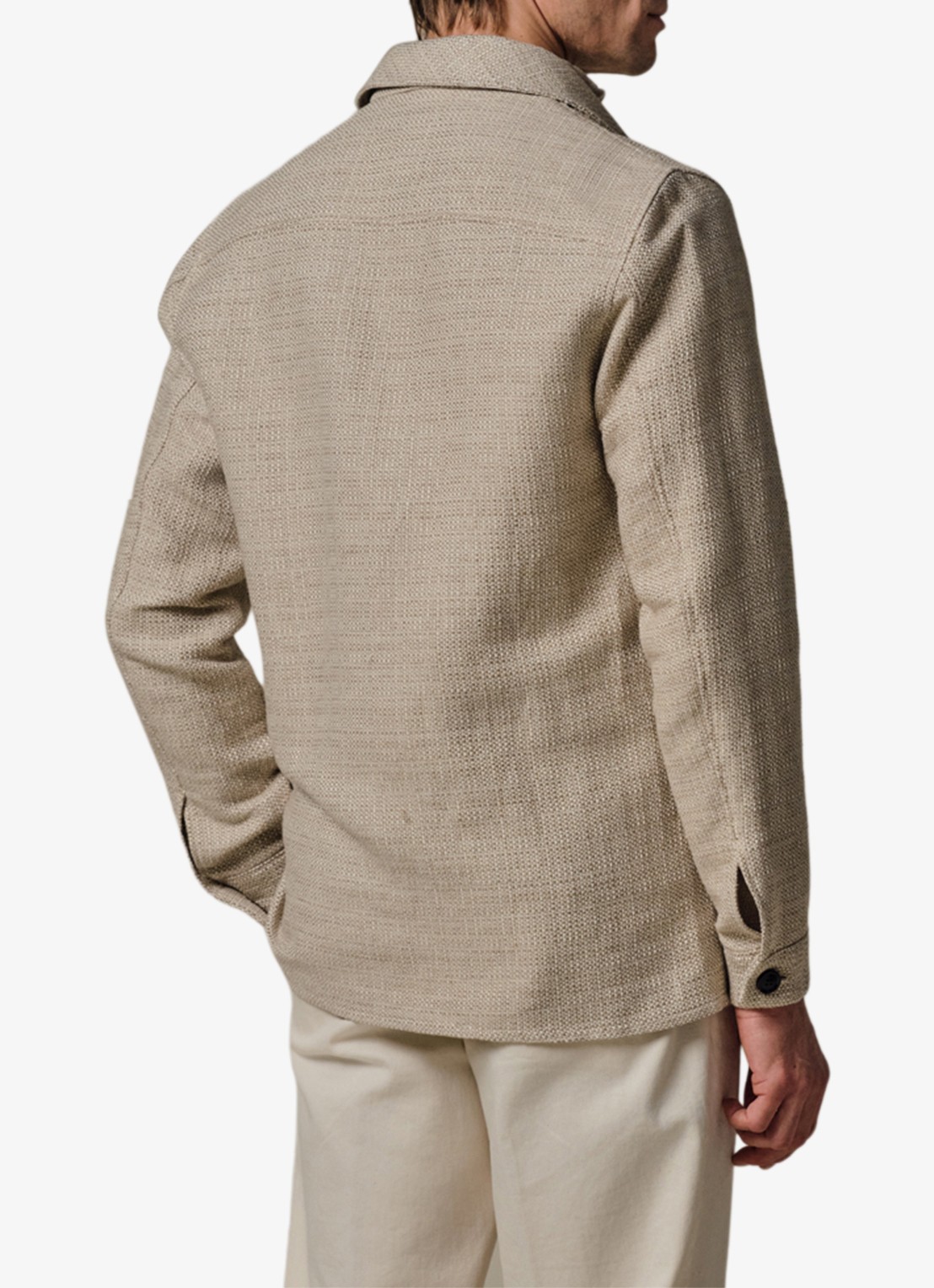 Profuomo Textured overshirt van linen - achterkant 3 beige