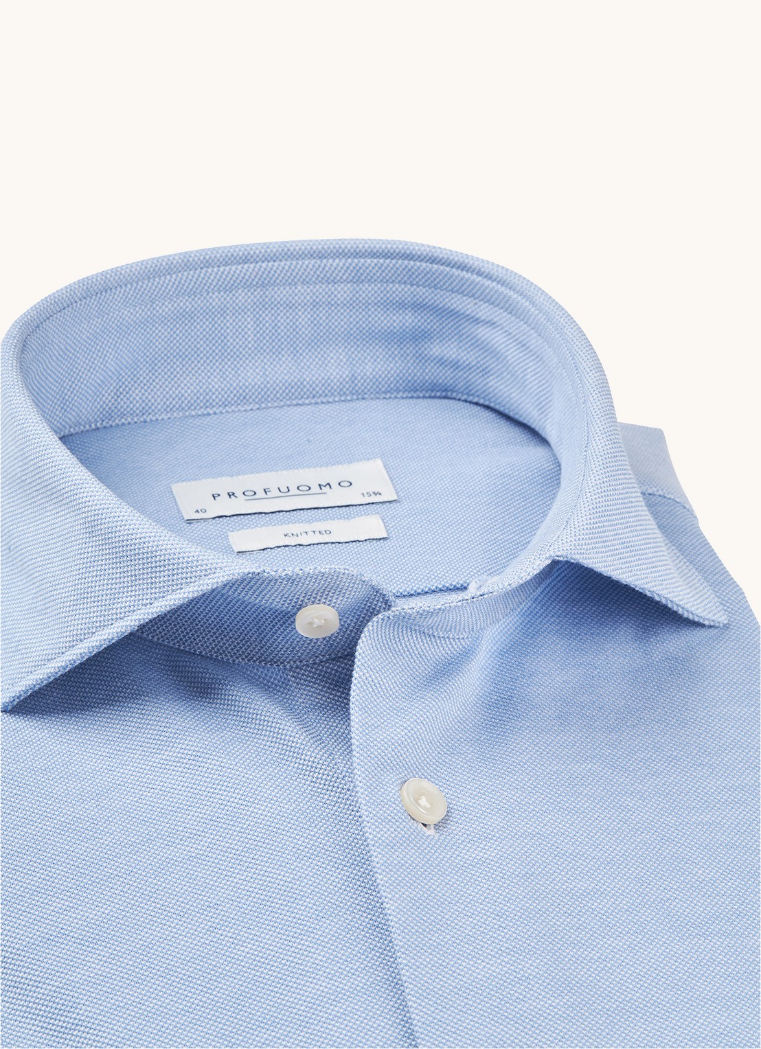 Profuomo The Knitted Shirt slim fit overhemd met stretch - detail 5 lichtblauw