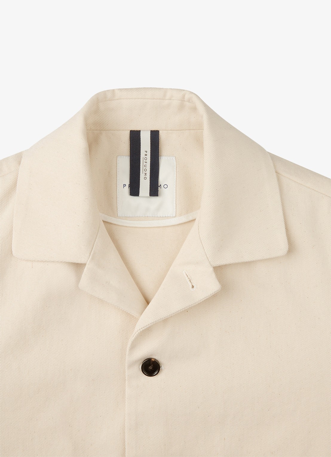 Profuomo Twill overshirt - detail 3 gebroken wit