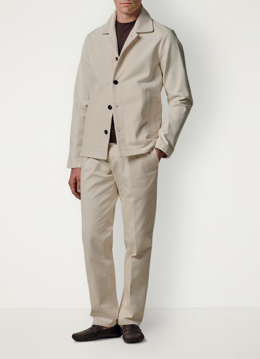 Profuomo Twill overshirt - voorkant 6 gebroken wit