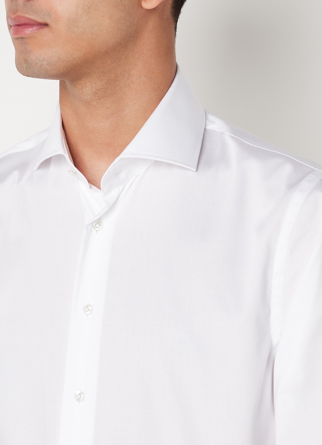 Profuomo Wit strijkvrij slim fit overhemd met extra lange mouw - detail 5 wit