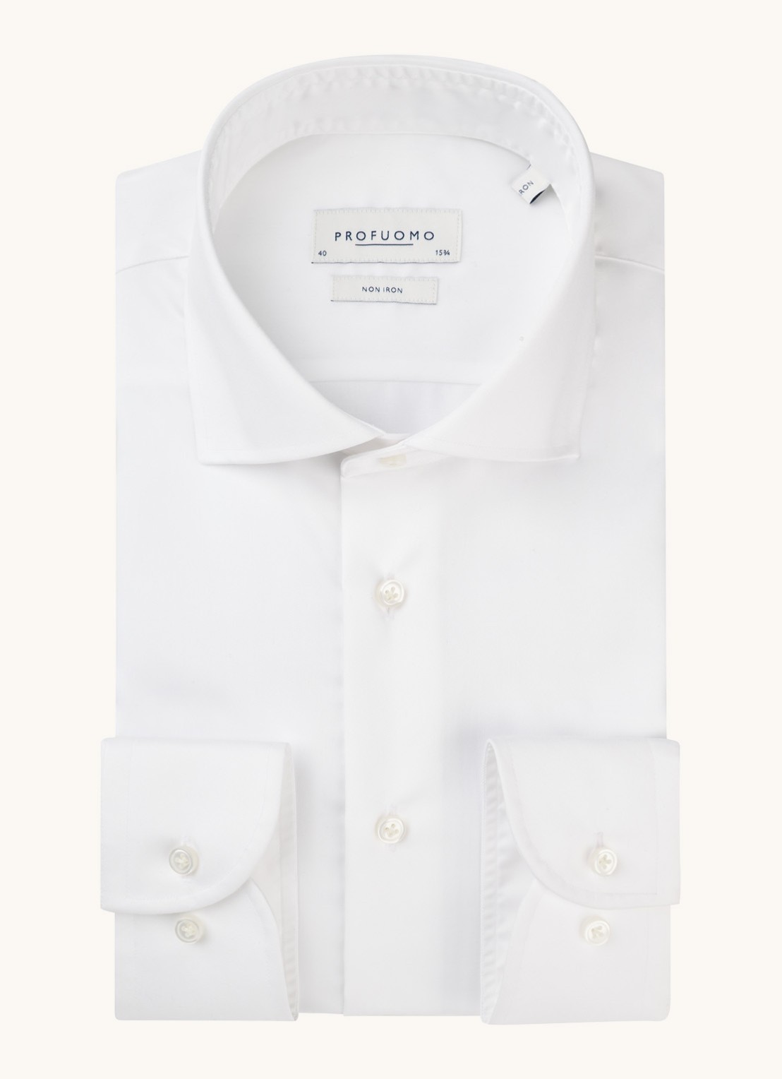 Profuomo Wit strijkvrij slim fit overhemd met extra lange mouw - detail 6 wit
