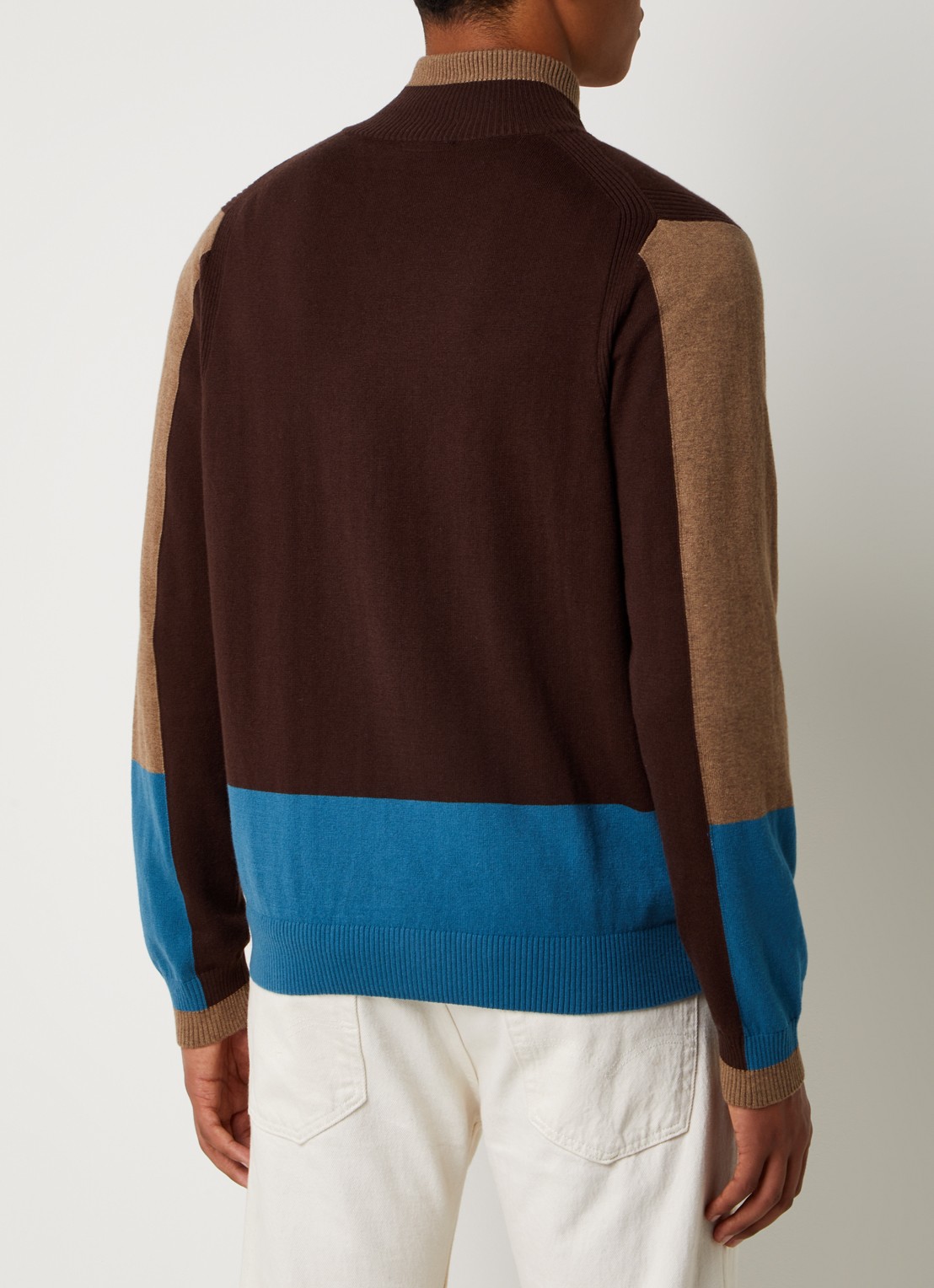 PS Paul Smith Fijngebreide vest in wolblend met logoborduring - achterkant 5 donkerbruin