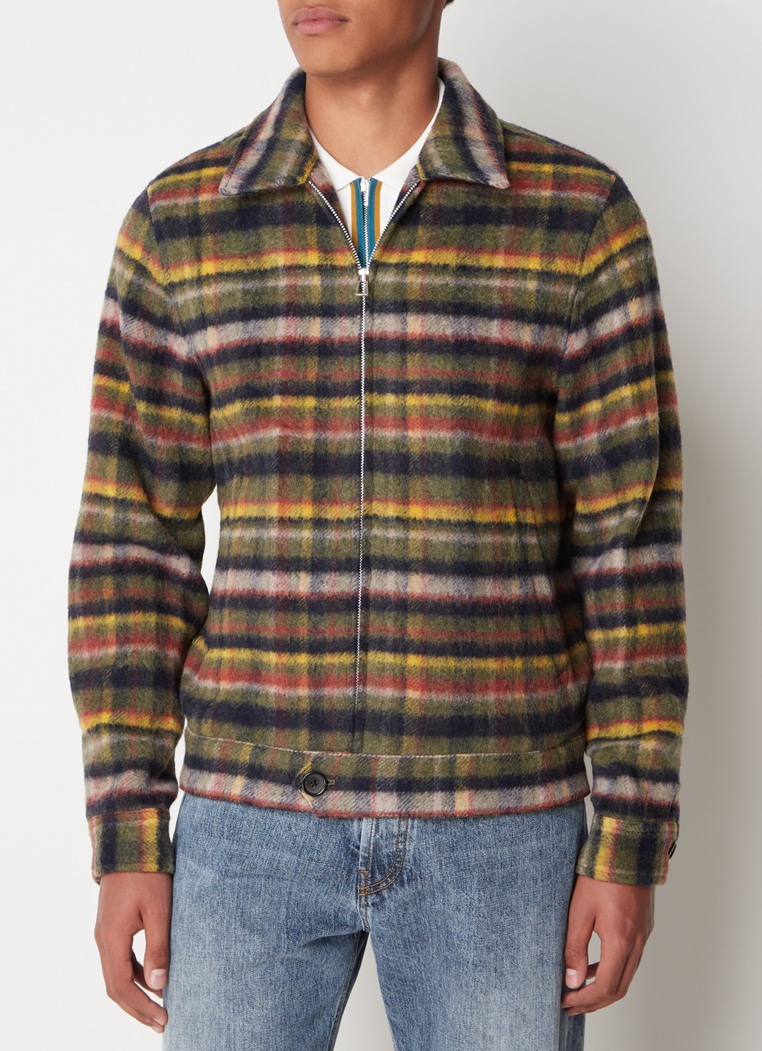 PS Paul Smith Jack in wolblend met ruitdessin en steekzakken - detail 2 groen