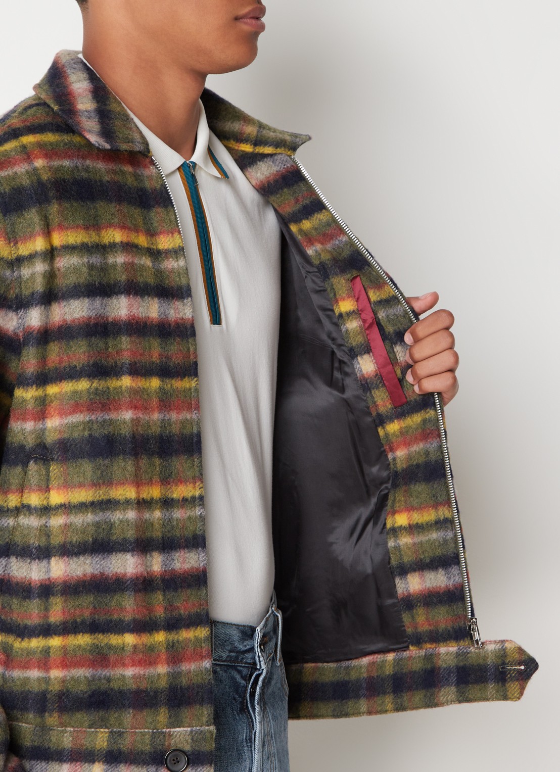 PS Paul Smith Jack in wolblend met ruitdessin en steekzakken - detail 3 groen
