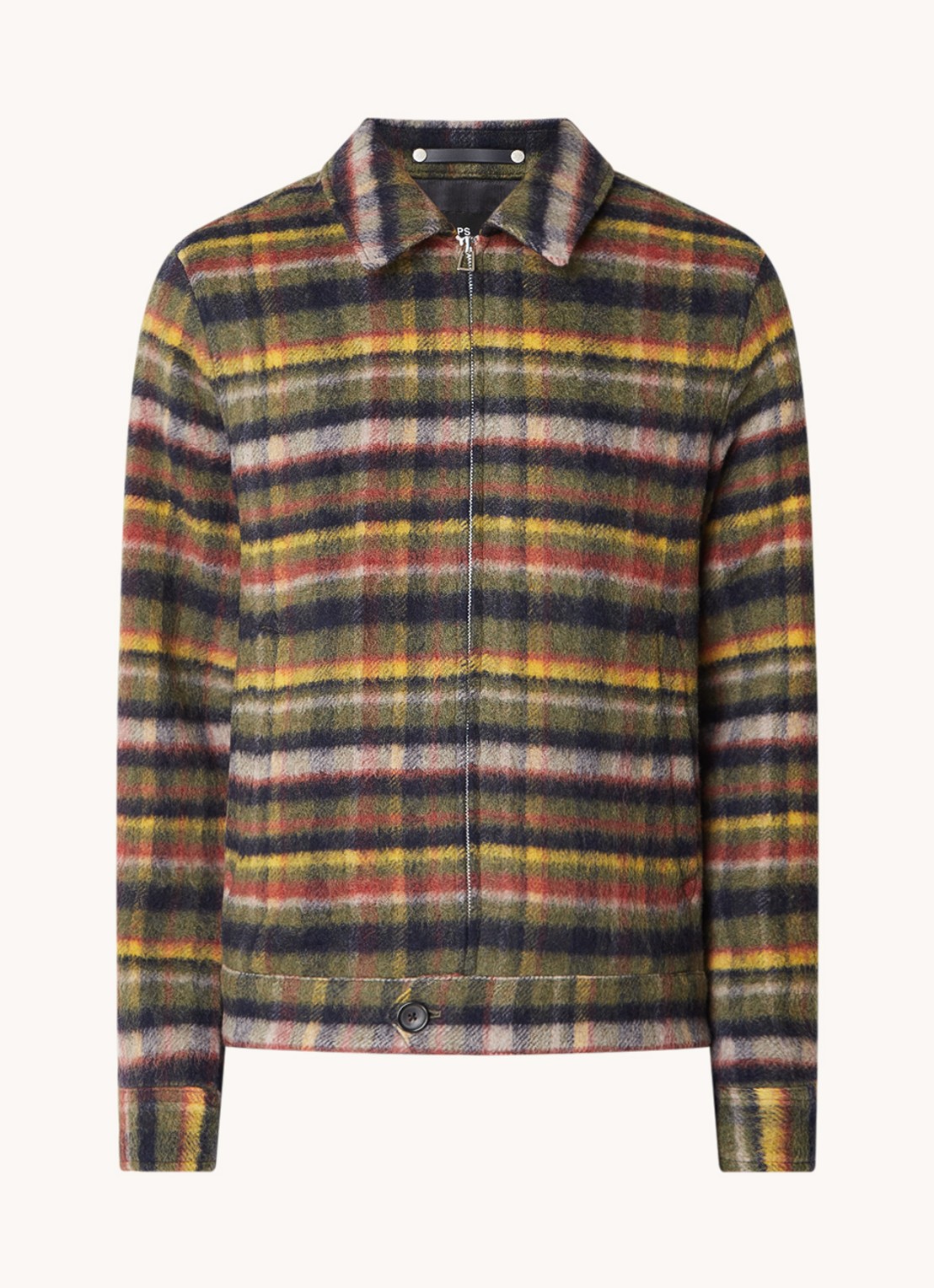 PS Paul Smith Jack in wolblend met ruitdessin en steekzakken - voorkant 5 groen