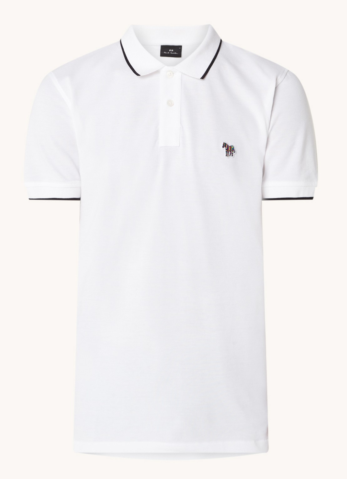 PS Paul Smith Regular fit polo van  katoen met borduring - voorkant 4 wit
