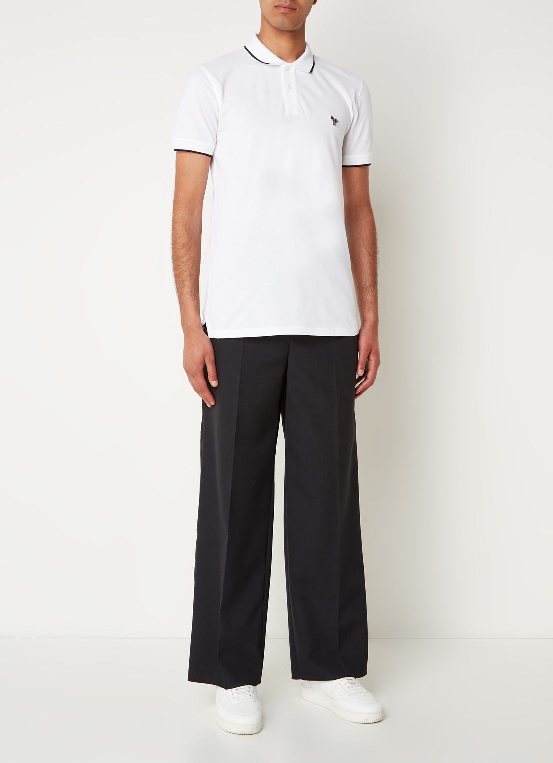 PS Paul Smith Regular fit polo van  katoen met borduring - voorkant 5 wit