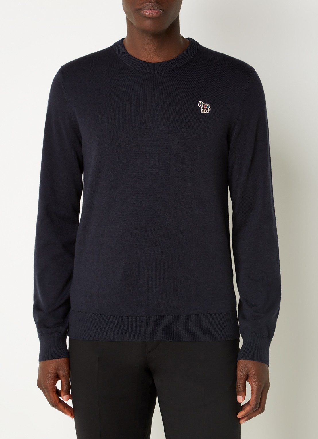 PS Paul Smith Sweater van  katoen met logoborduring - detail 2 donkerblauw