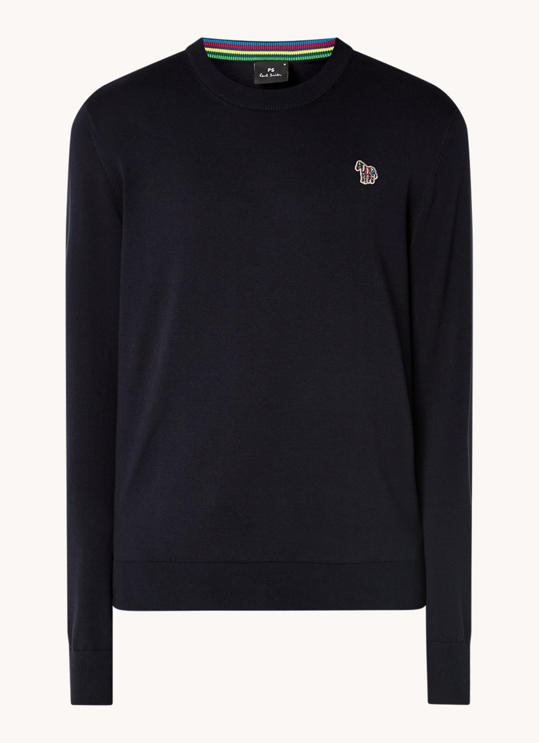 PS Paul Smith Sweater van  katoen met logoborduring - voorkant 4 donkerblauw