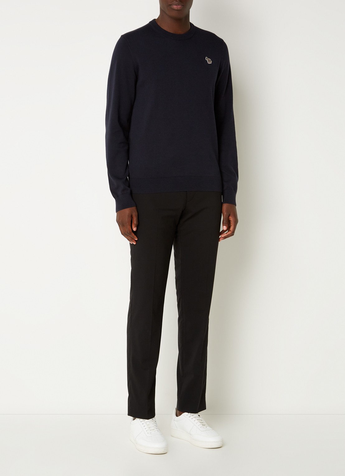 PS Paul Smith Sweater van  katoen met logoborduring - voorkant 5 donkerblauw