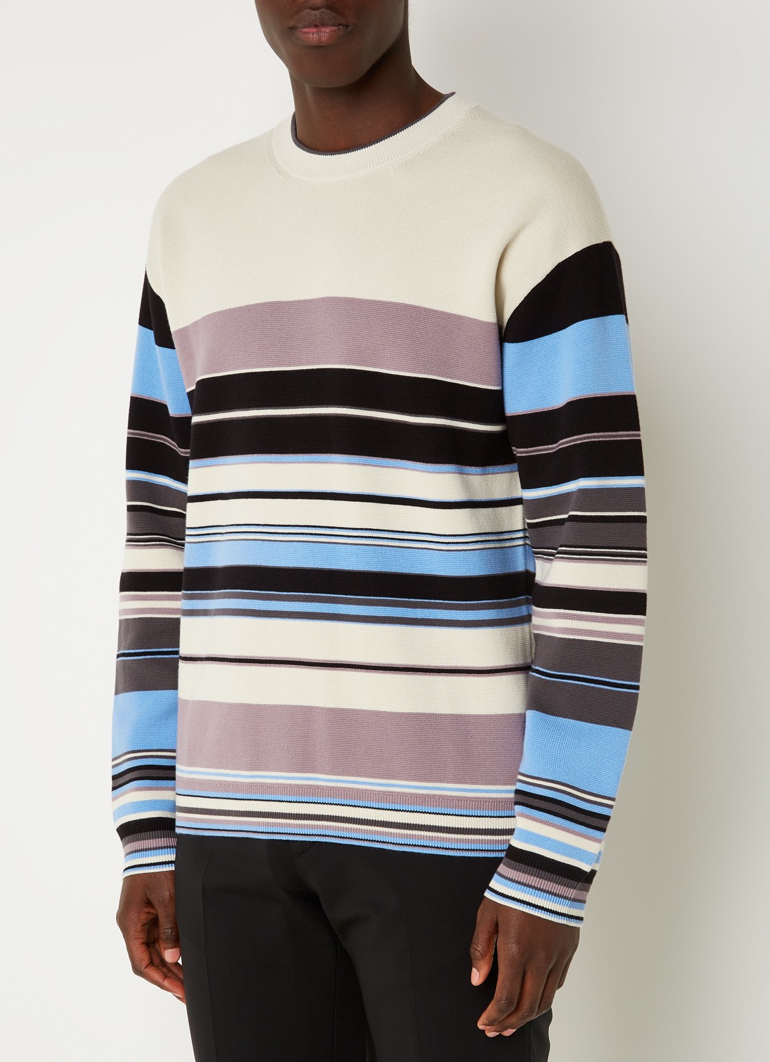 PS Paul Smith Sweater van  katoen met streepprint - detail 3 donkerbeige