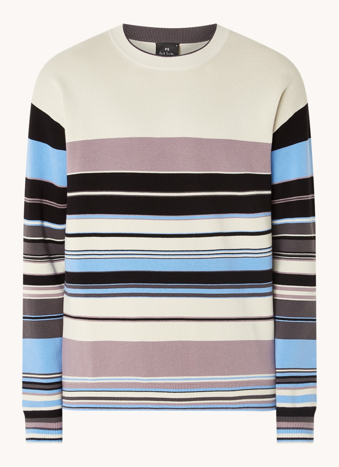 PS Paul Smith Sweater van  katoen met streepprint - voorkant donkerbeige