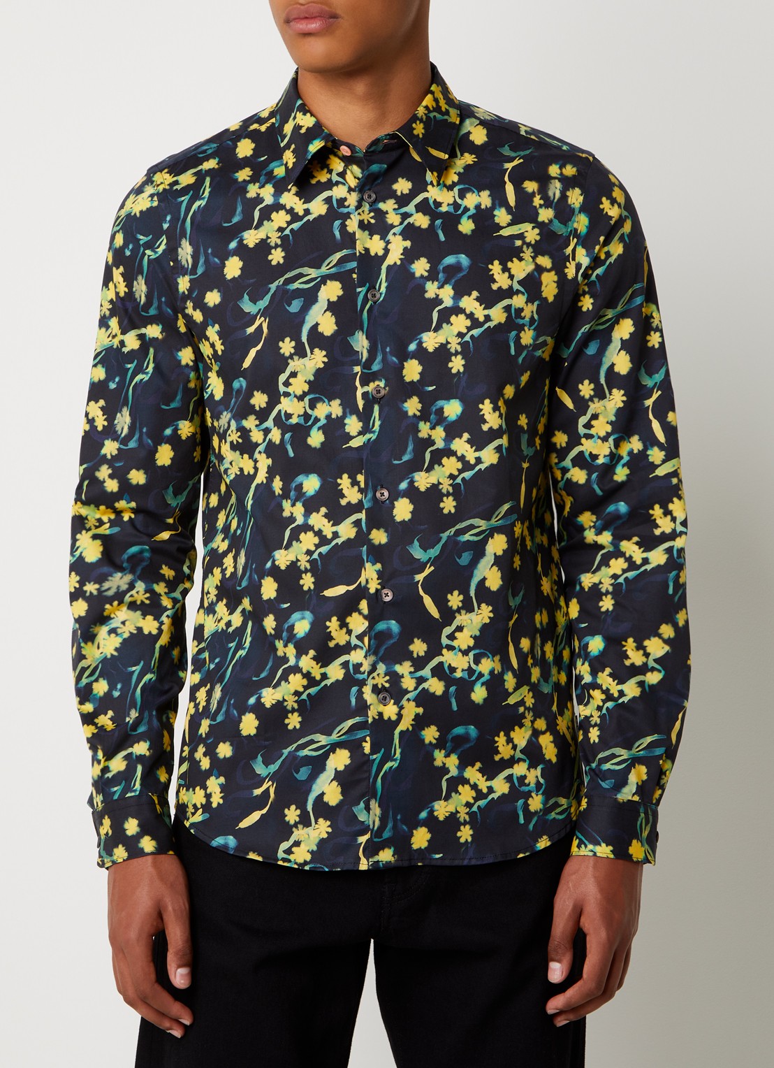PS Paul Smith Tailored fit overhemd met print - detail 2 neongeel