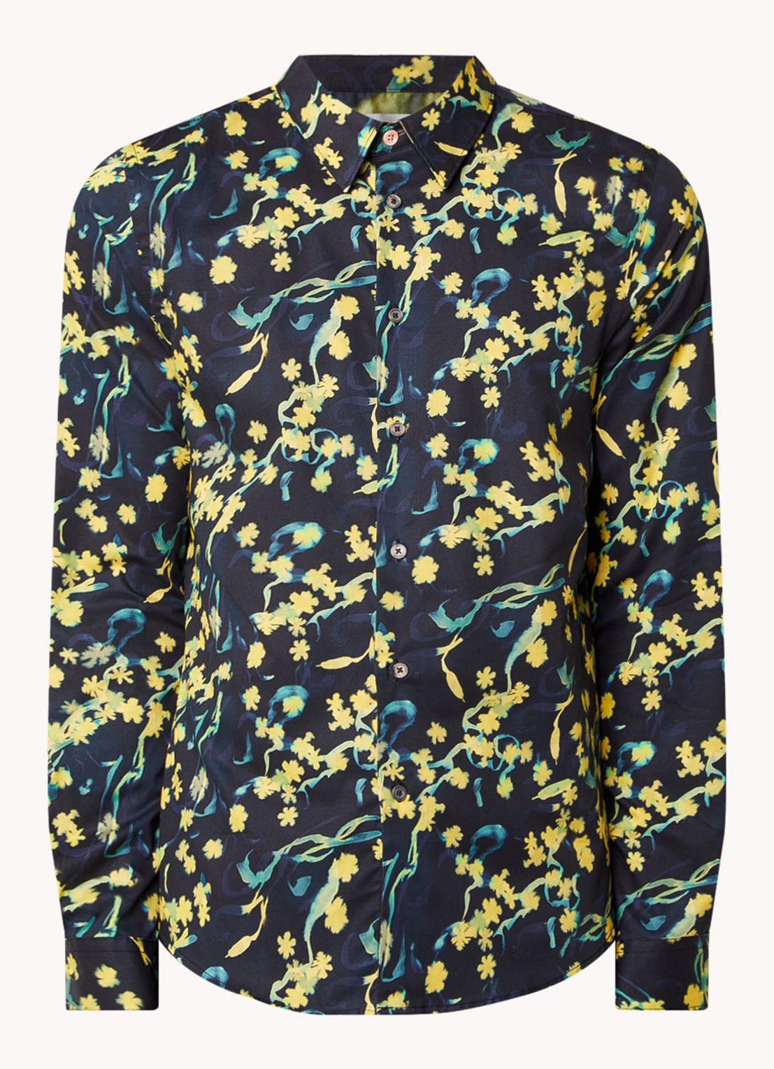 PS Paul Smith Tailored fit overhemd met print - voorkant 4 neongeel