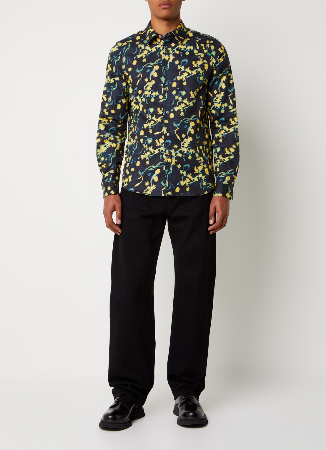 PS Paul Smith Tailored fit overhemd met print - voorkant 5 neongeel