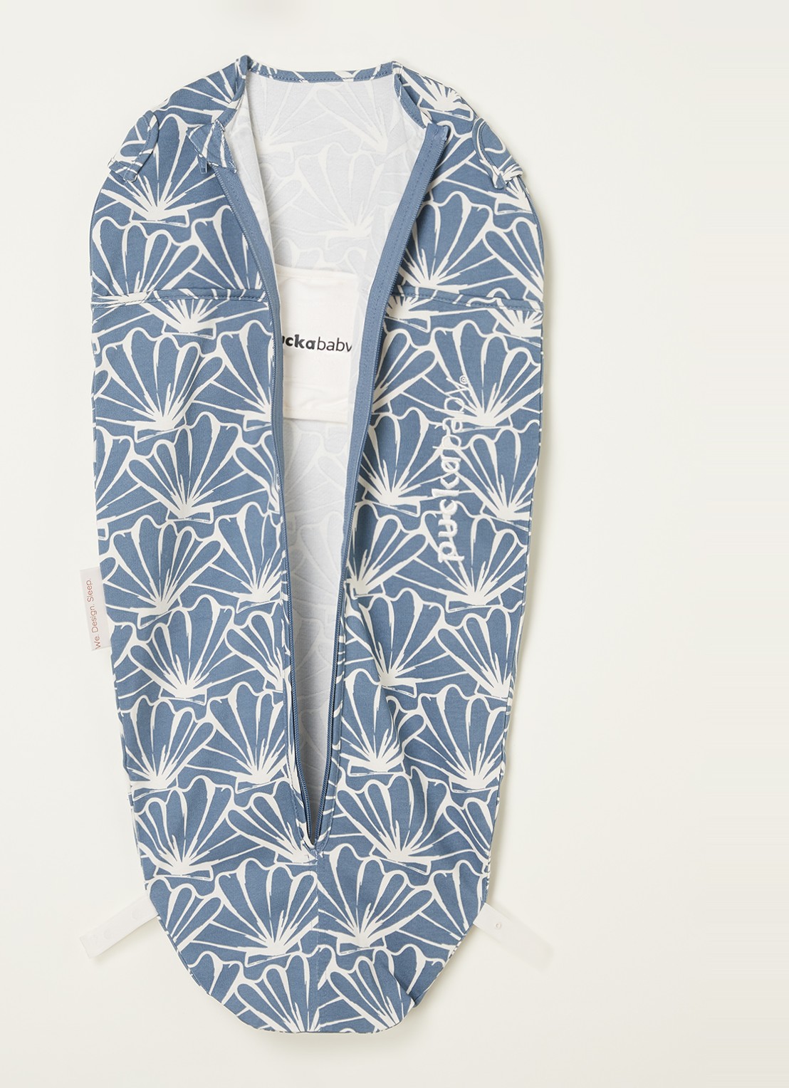 Puckababy Original mini slaapzak met print - voorkant 3 staalblauw