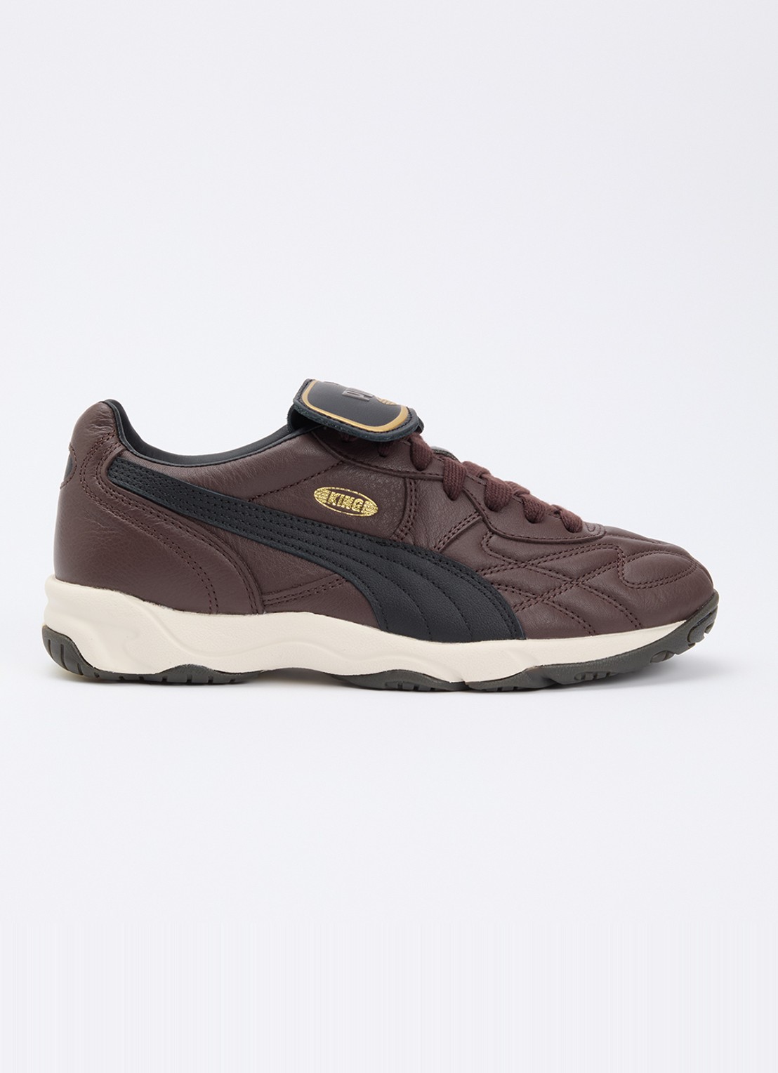 Puma King Indoor sneaker van leer - voorkant 5 bruin