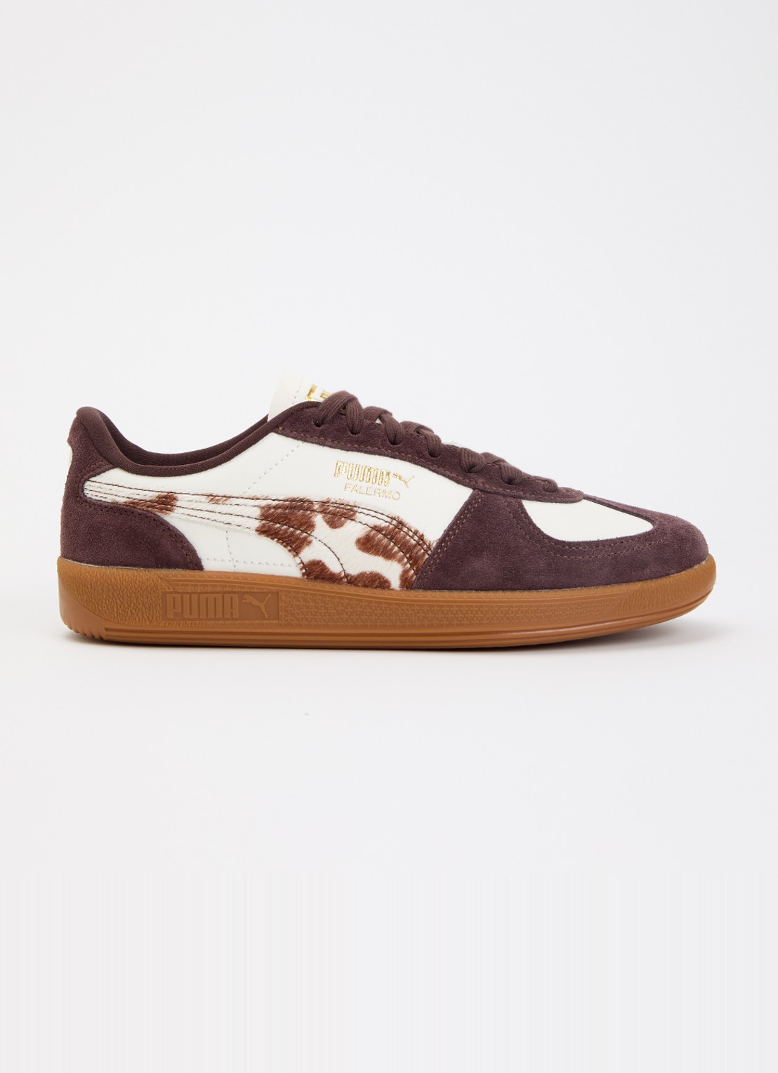 Puma Palermo Cow sneaker van leer met details van suède - voorkant 2 gebroken wit