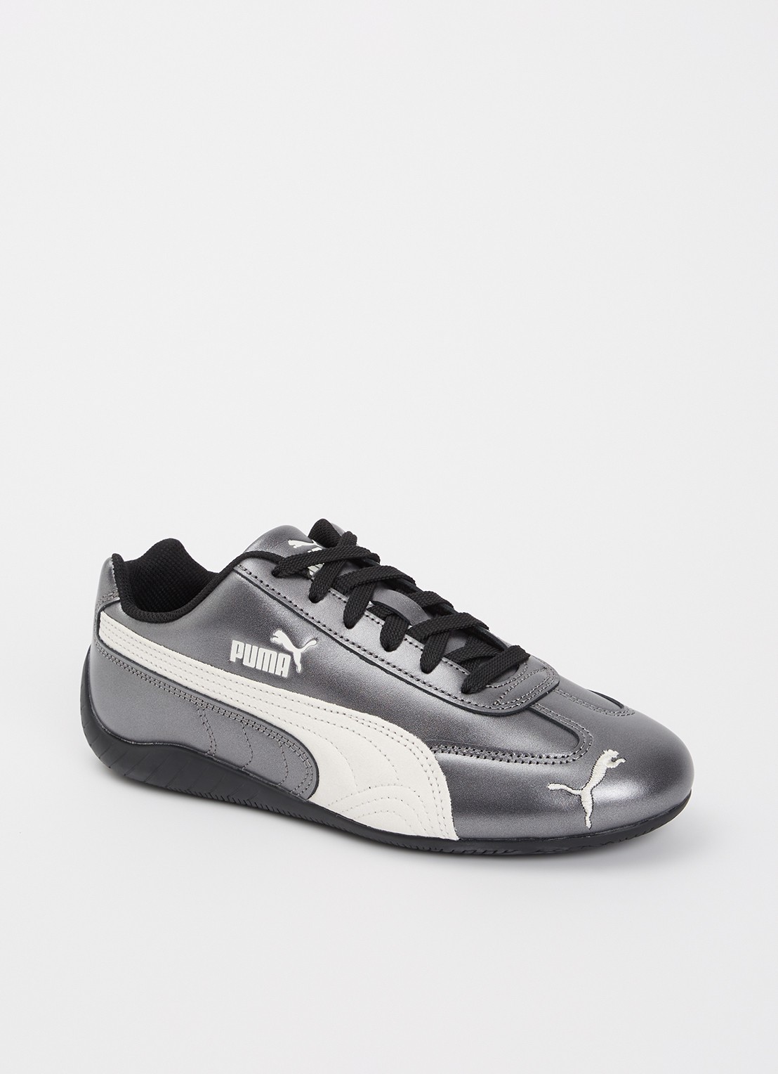 Puma Speedcat sneaker van leer met metallic finish - voorkant 5 antraciet