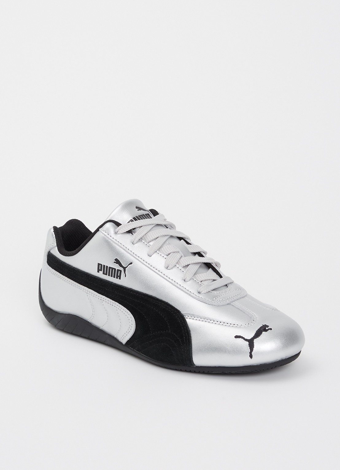 Puma Speedcat sneaker van leer met metallic finish - voorkant zilver