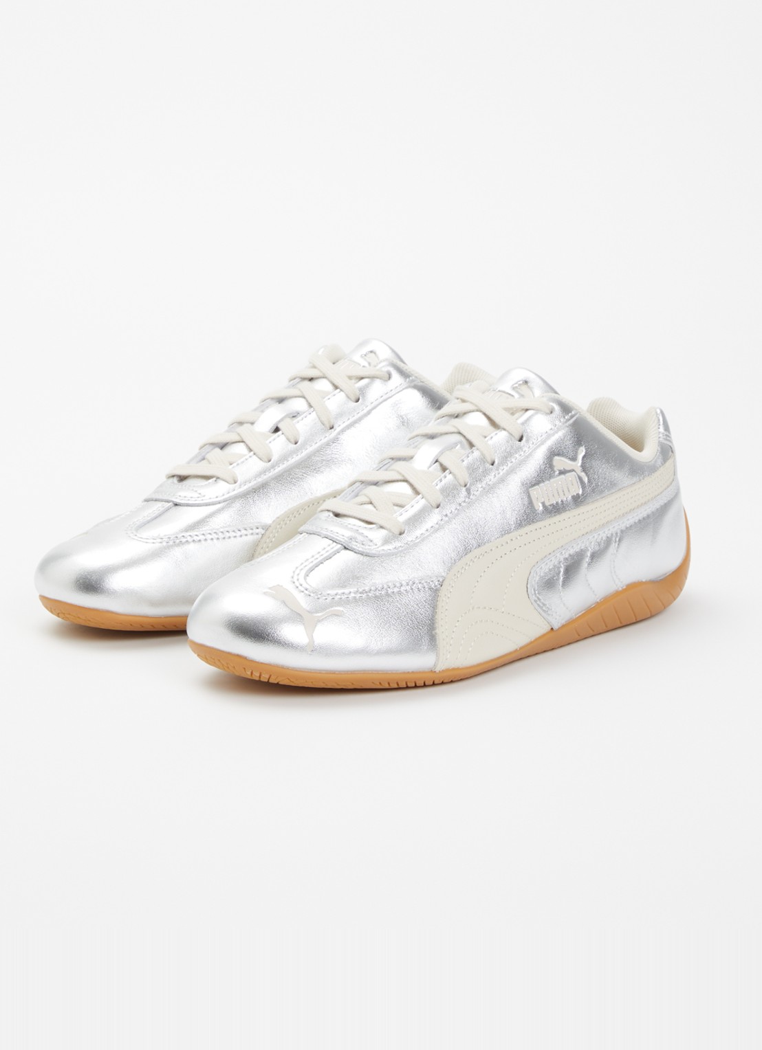 Puma Speedcat sneaker van leer met metallic finish - detail 3 zilver