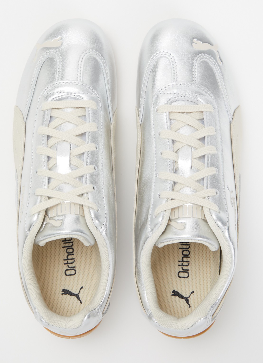 Puma Speedcat sneaker van leer met metallic finish - detail 4 zilver