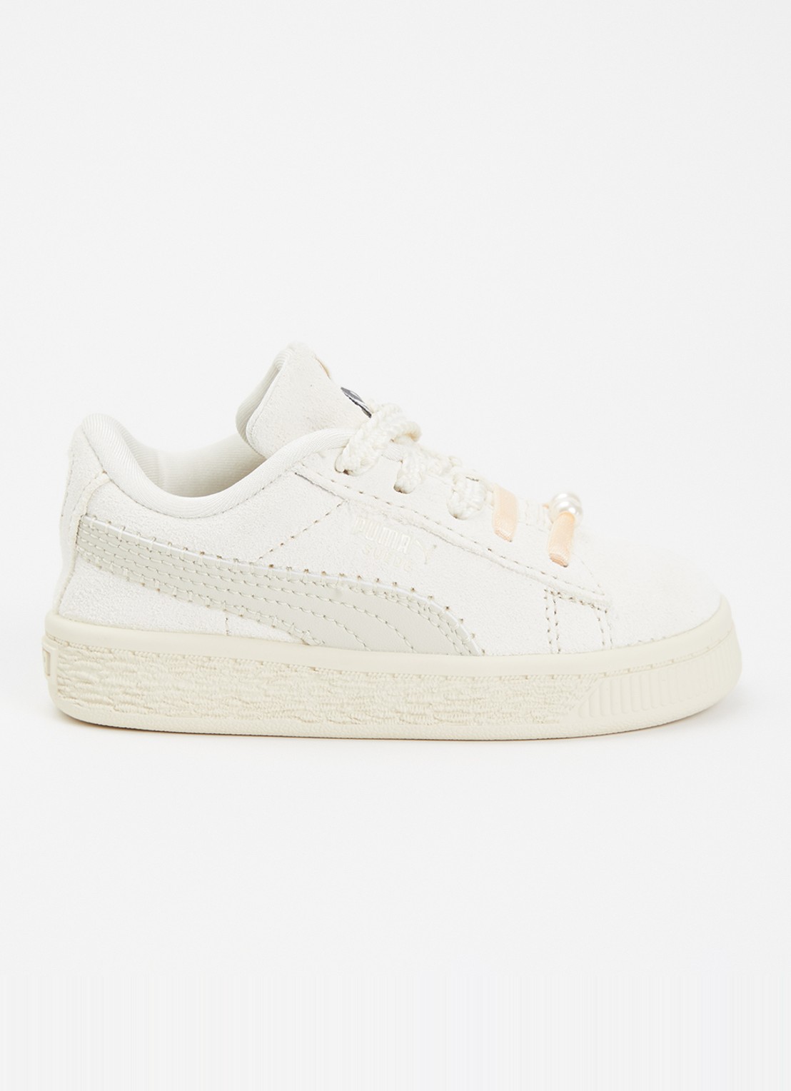 Puma Suede Bloom sneaker van suède - voorkant 3 gebroken wit