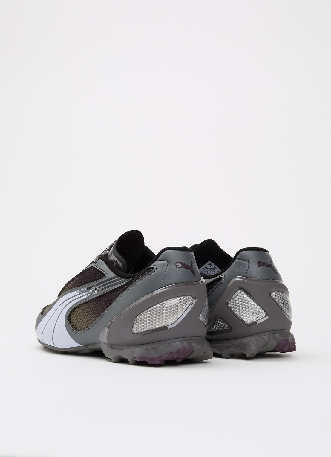 Puma V-S1 sneaker van leer met mesh details - achterkant grijs