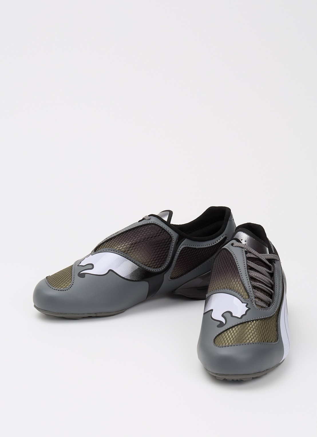 Puma V-S1 sneaker van leer met mesh details - detail 3 grijs