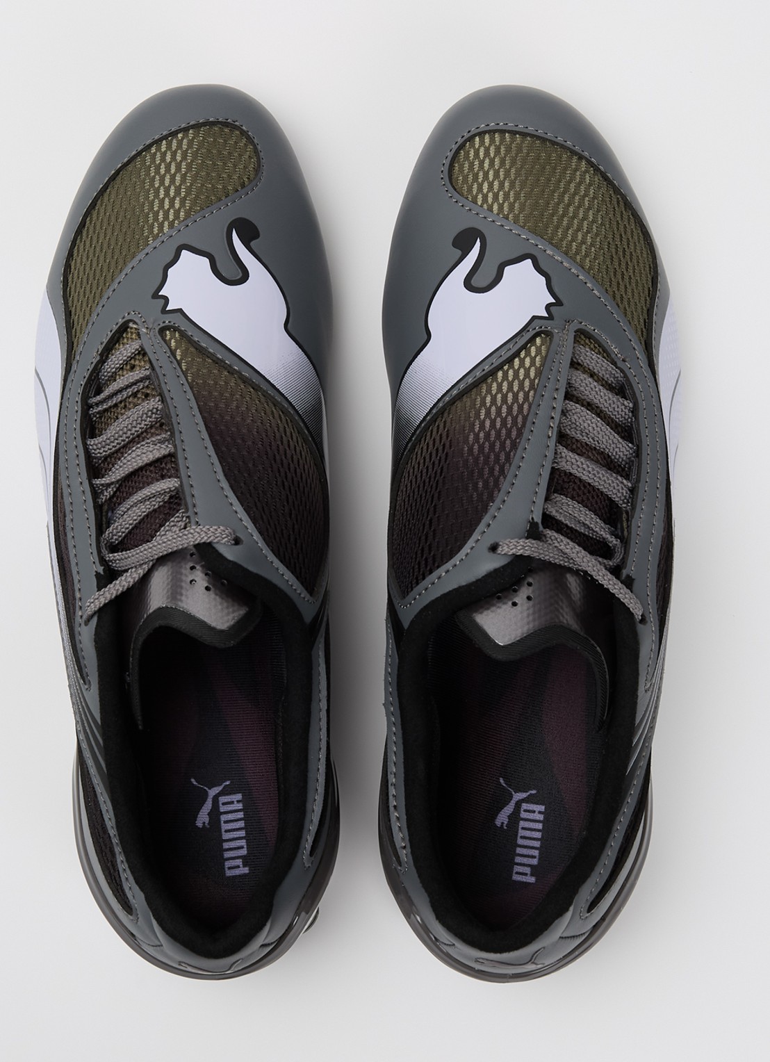 Puma V-S1 sneaker van leer met mesh details - detail 4 grijs