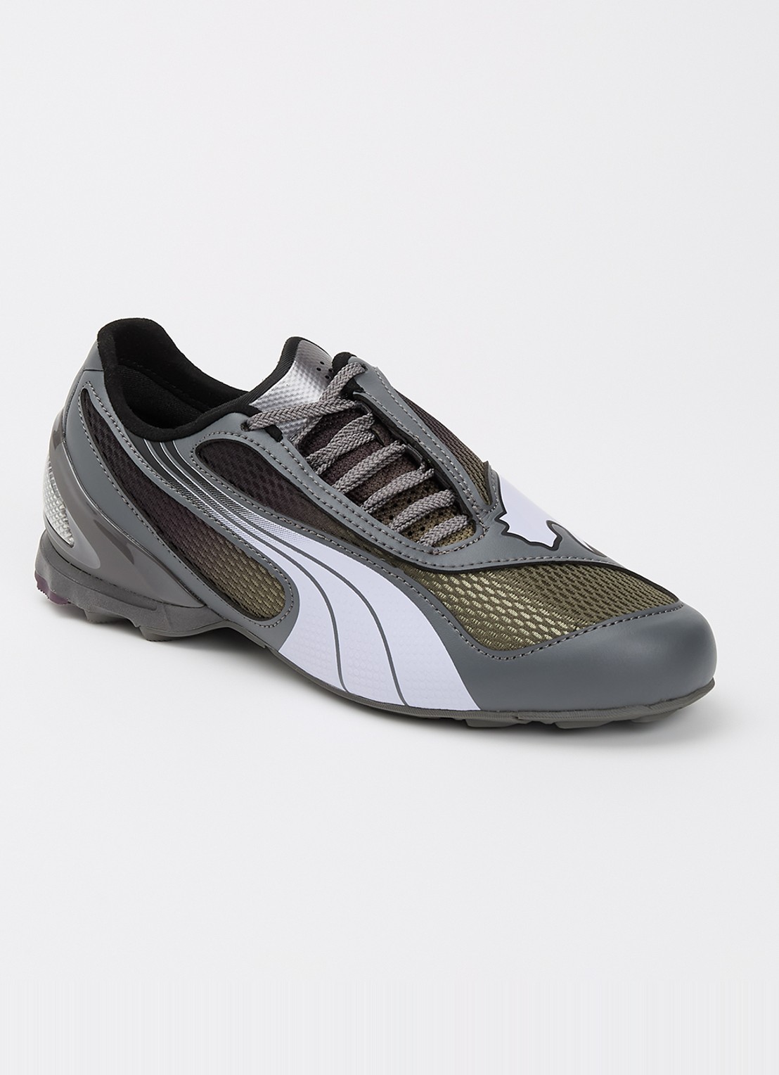 Puma V-S1 sneaker van leer met mesh details - voorkant 2 grijs