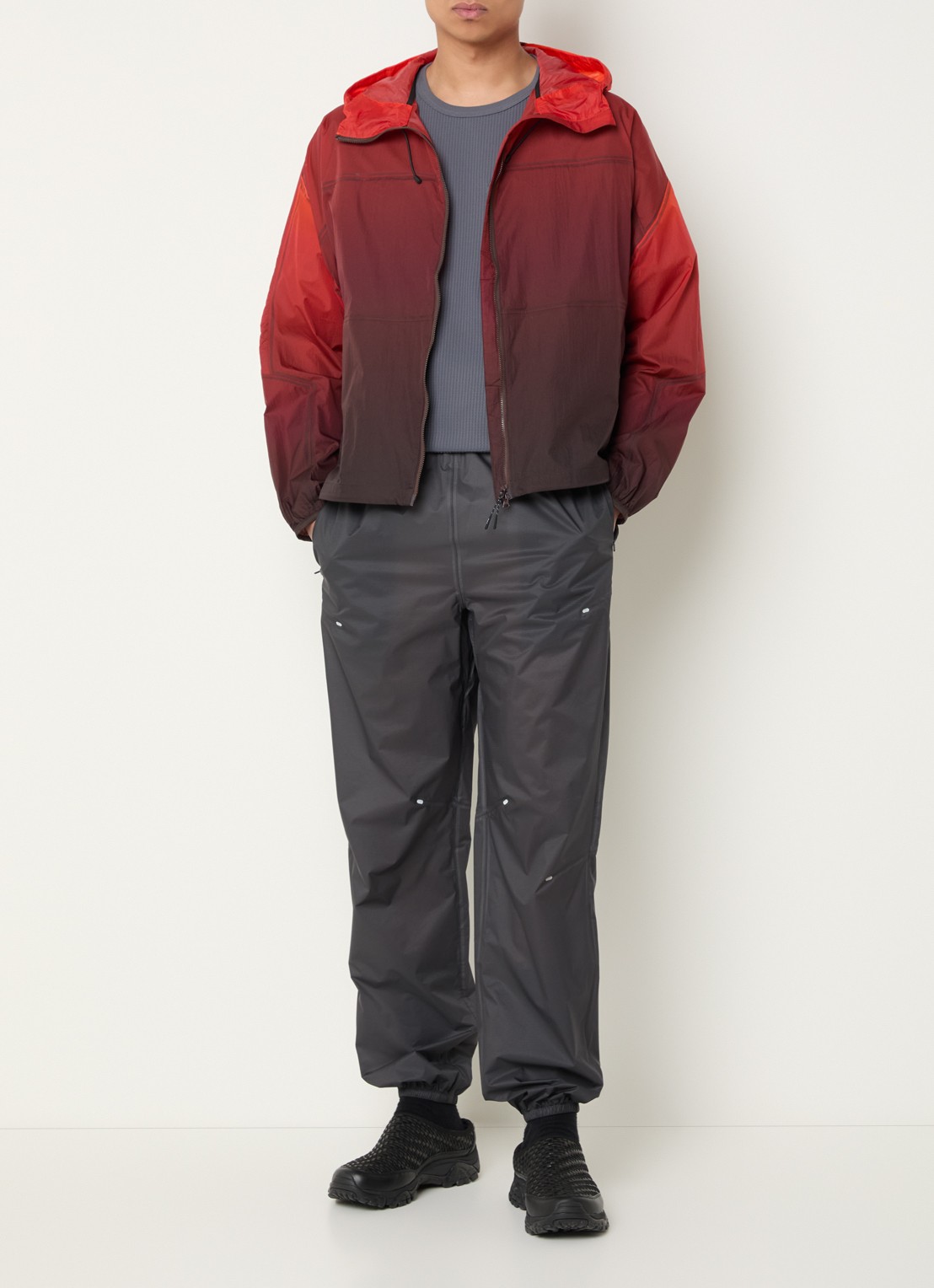 Purple Mountain Breeze jack met capuchon en dip-dye dessin - voorkant 3 rood