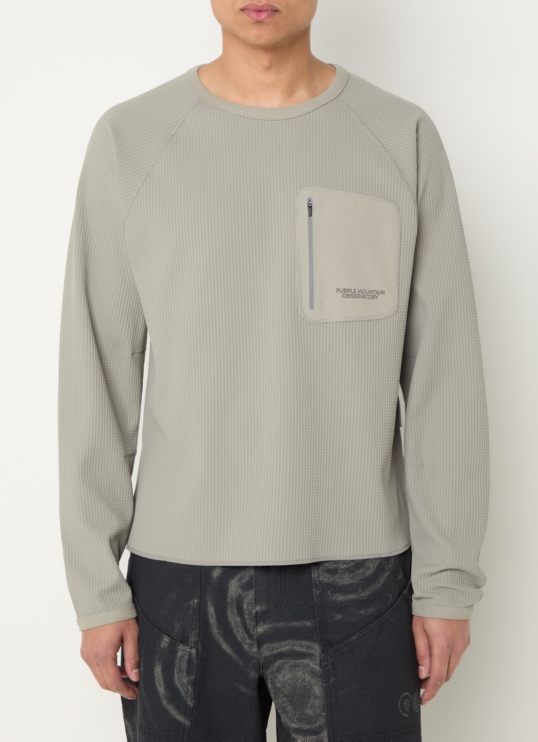 Purple Mountain Longsleeve met structuur - detail 4 lichtgrijs