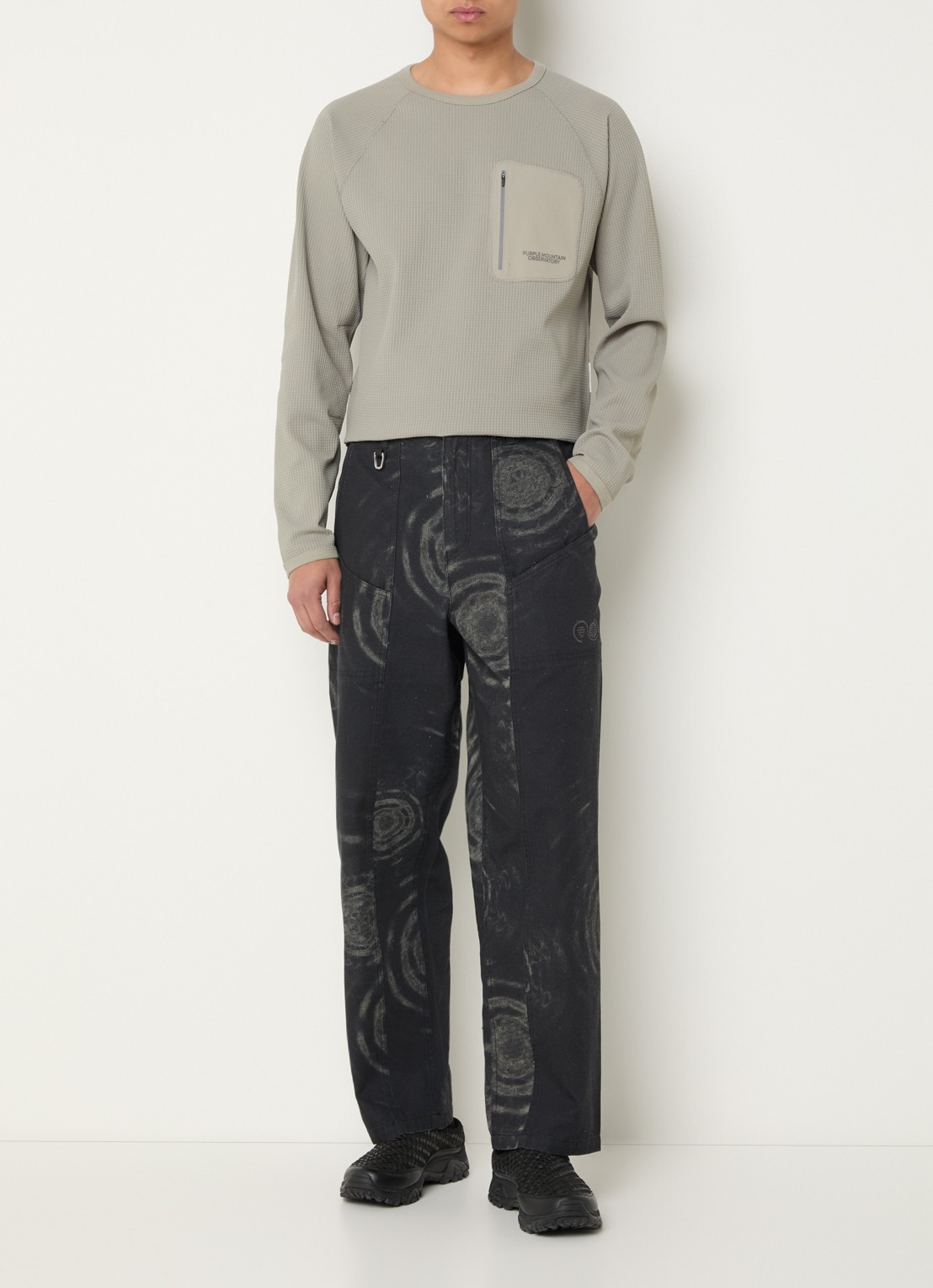 Purple Mountain Observatory Atlas straight fit broek met print - voorkant 2 antraciet
