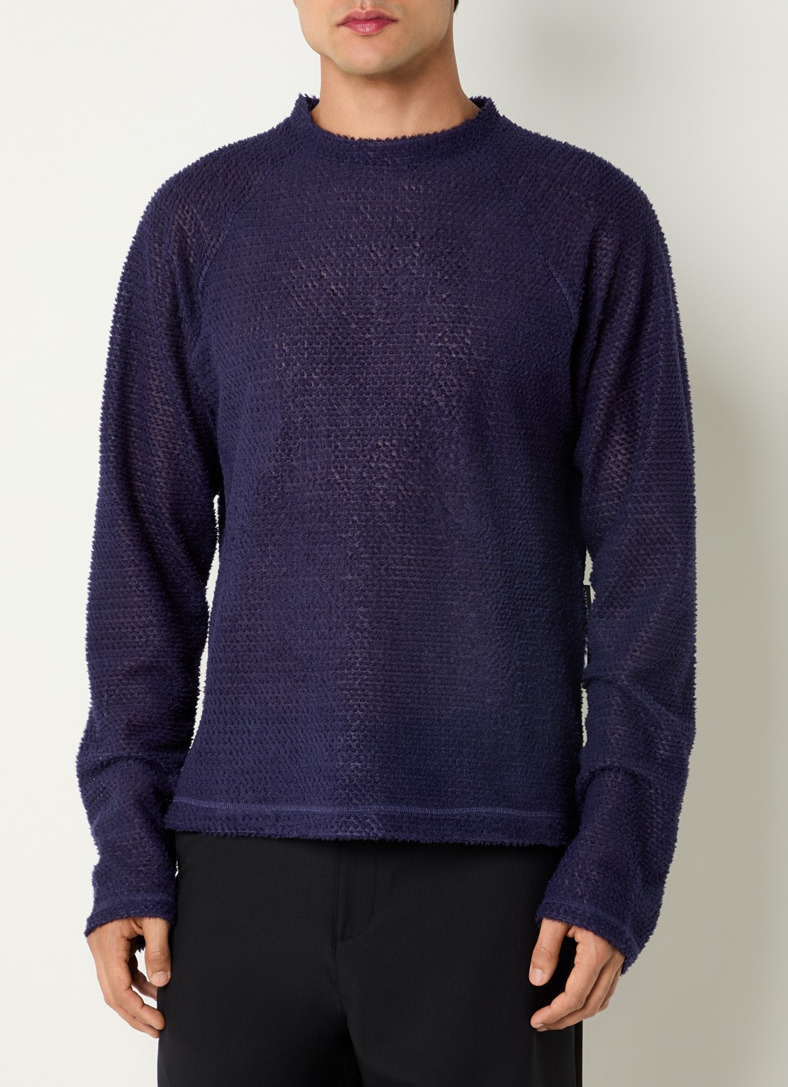 Purple Mountain Observatory Fijngebreide pullover met ronde hals - detail 4 royalblauw
