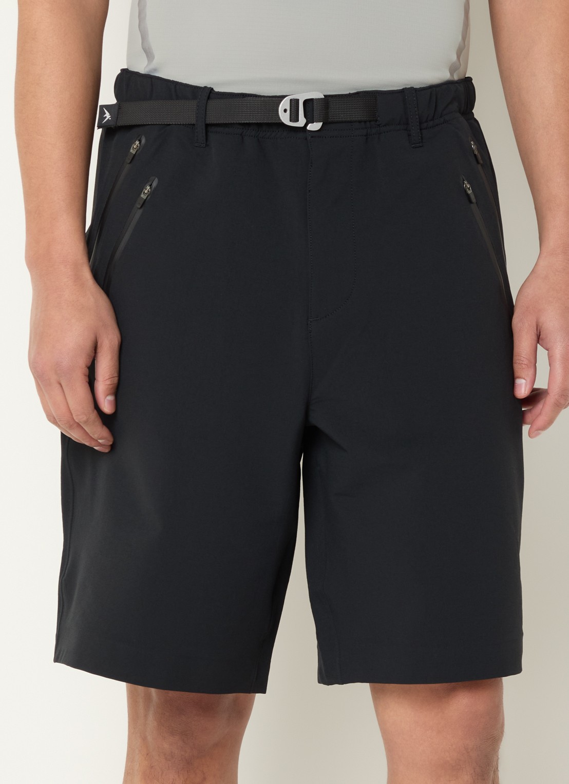 Purple Mountain Observatory Forest straight fit korte broek met ceintuur - detail 3 zwart