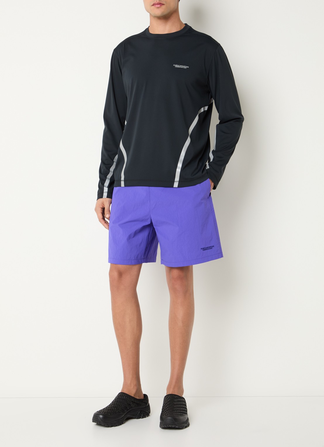 Purple Mountain Observatory Straight fit korte broek met steekzakken - voorkant 2 paars