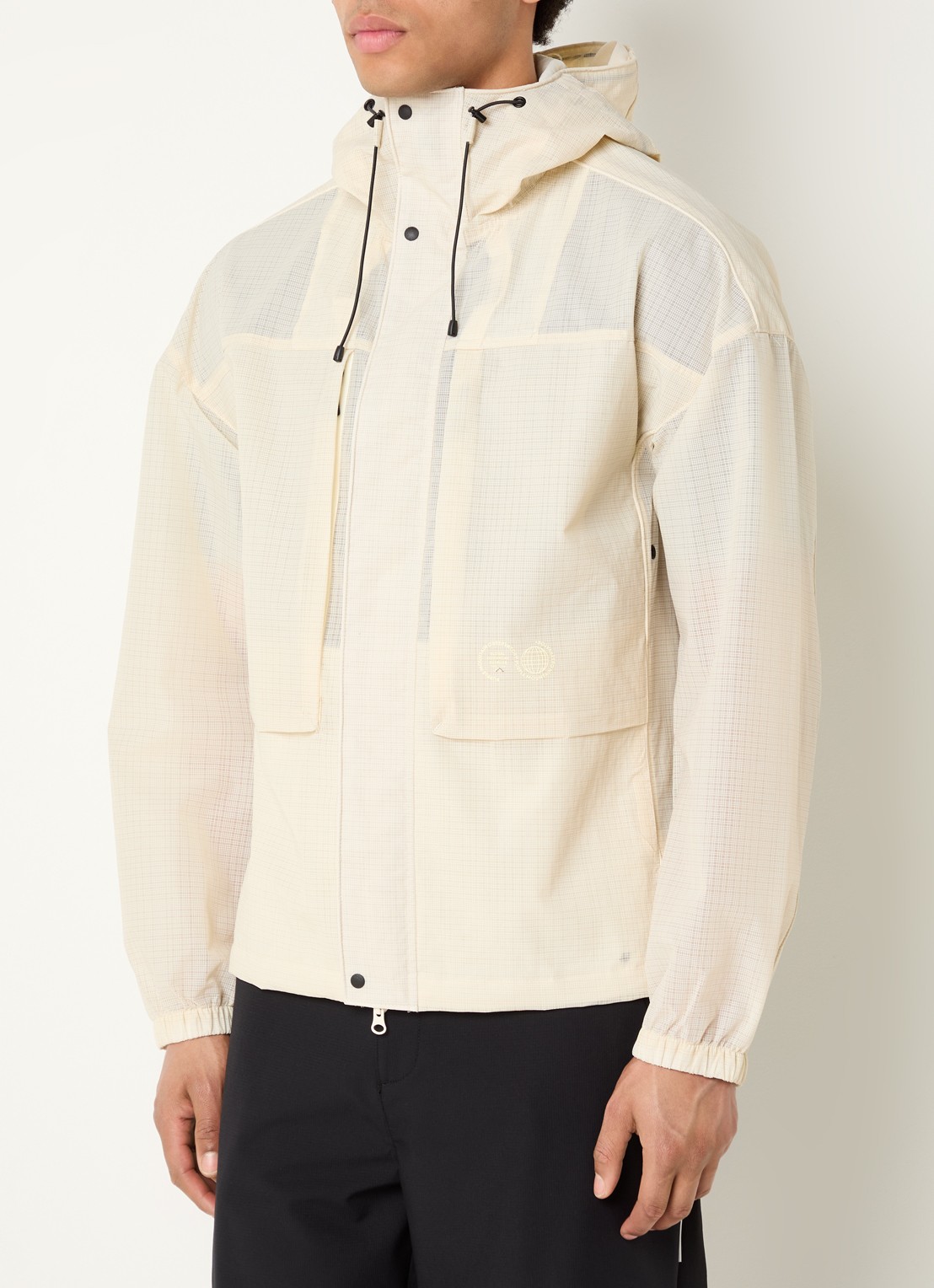 Purple Mountain Ridge jack met capuchon en ritszakken - detail 4 creme