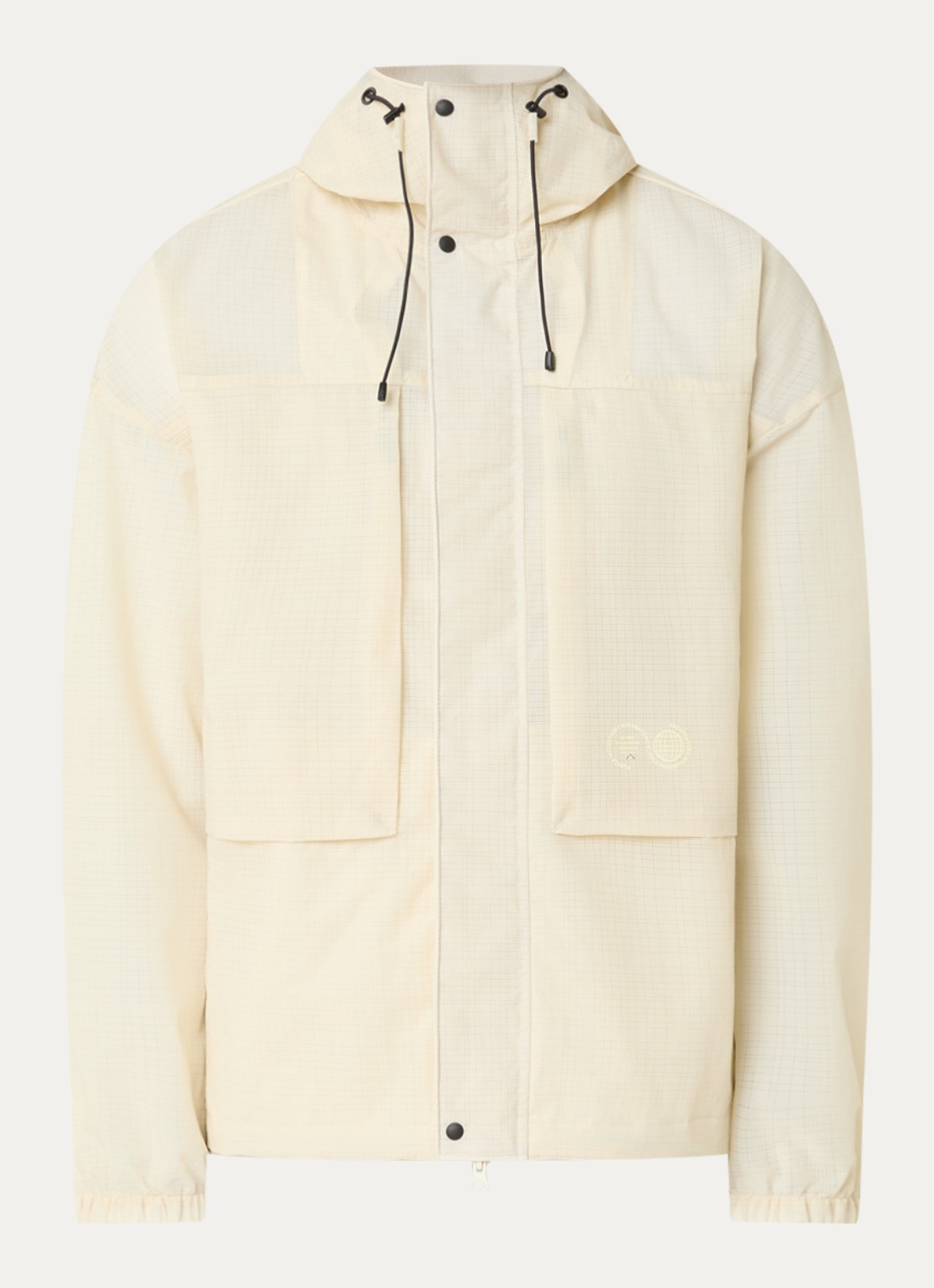 Purple Mountain Ridge jack met capuchon en ritszakken - voorkant creme