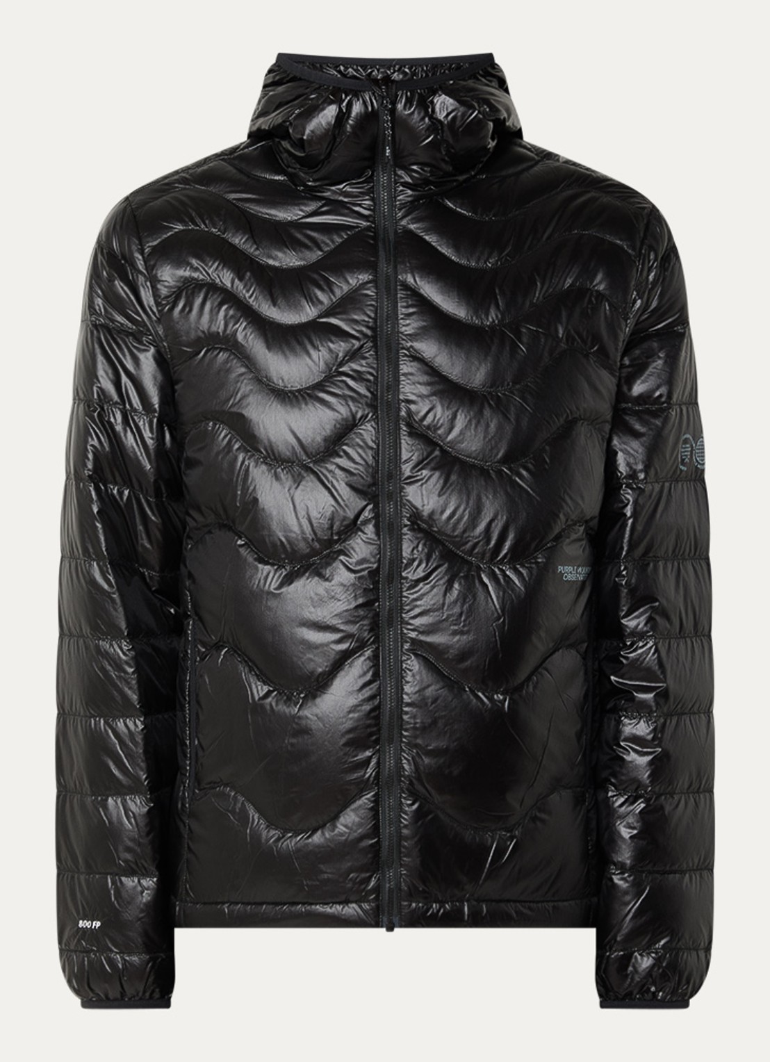 Purple Mountain Waves puffer jack met donsvulling en steekzakken - voorkant zwart
