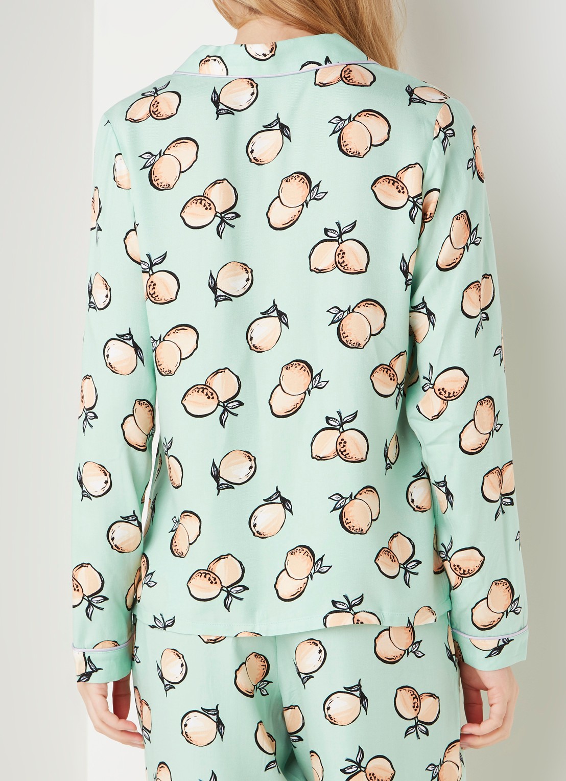 Pyjamatop met print - achterkant 3 lichtgroen